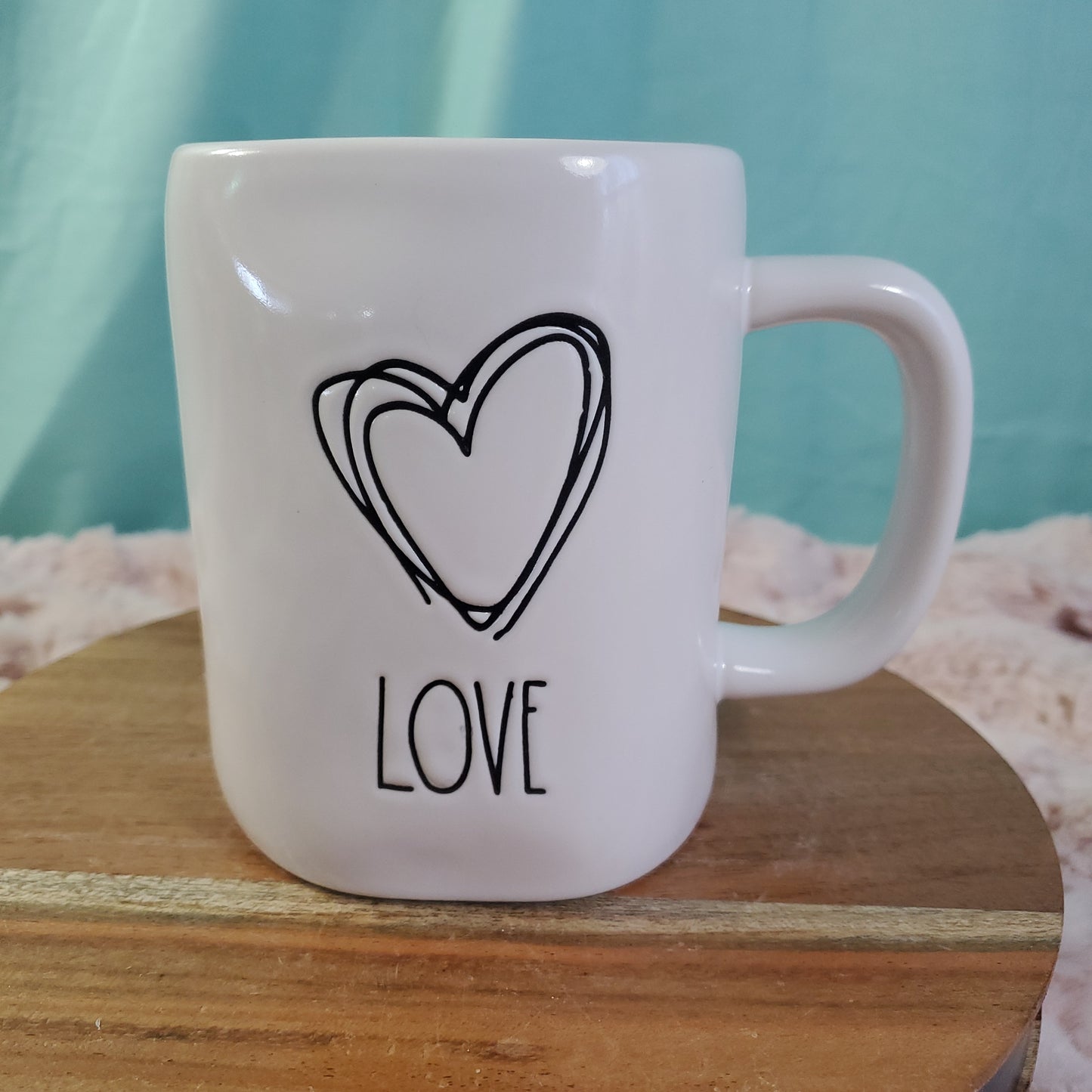 Rae Dunn "Love" Mug with Hand Drawn Heart Outline - 19.5 oz