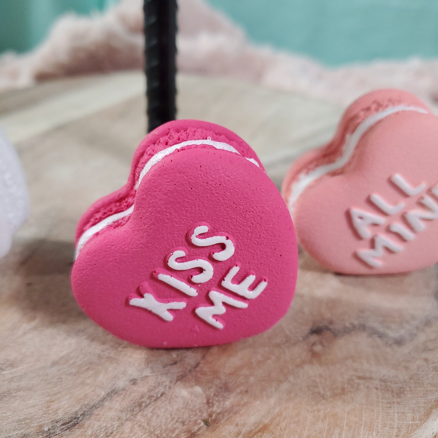 Cupcakes and Cashmere Valentine's Day Faux Conversation Heart Styled Macaroons - Set of 6