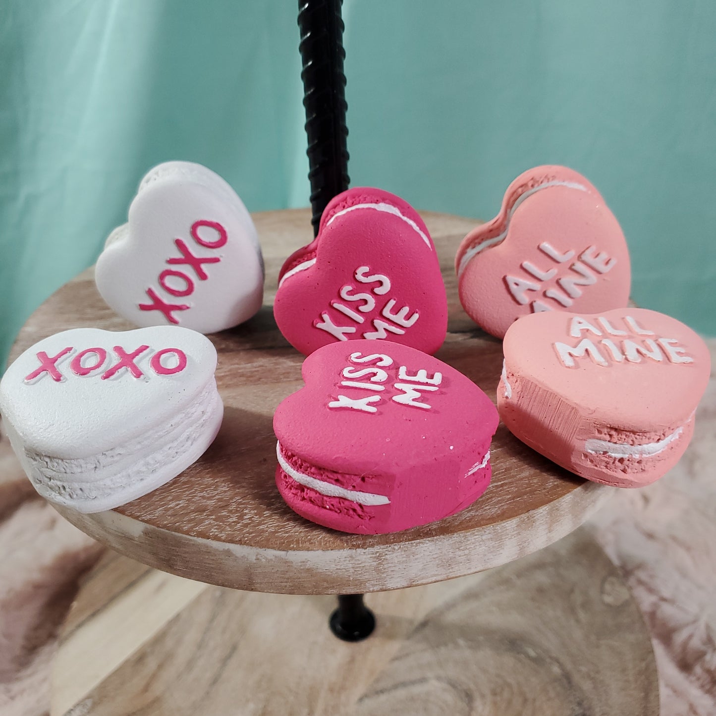 Cupcakes and Cashmere Valentine's Day Faux Conversation Heart Styled Macaroons - Set of 6