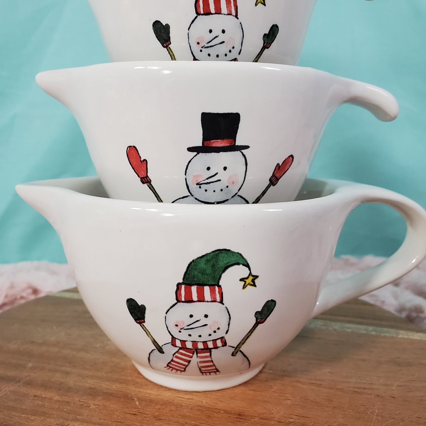 Rae Dunn Christmas Measuring Cups - Watercolor Snowmen
