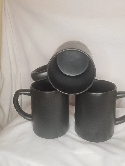 Rae Dunn Inspired Rustic Mugs in Cream, Black and Grey- Personalized