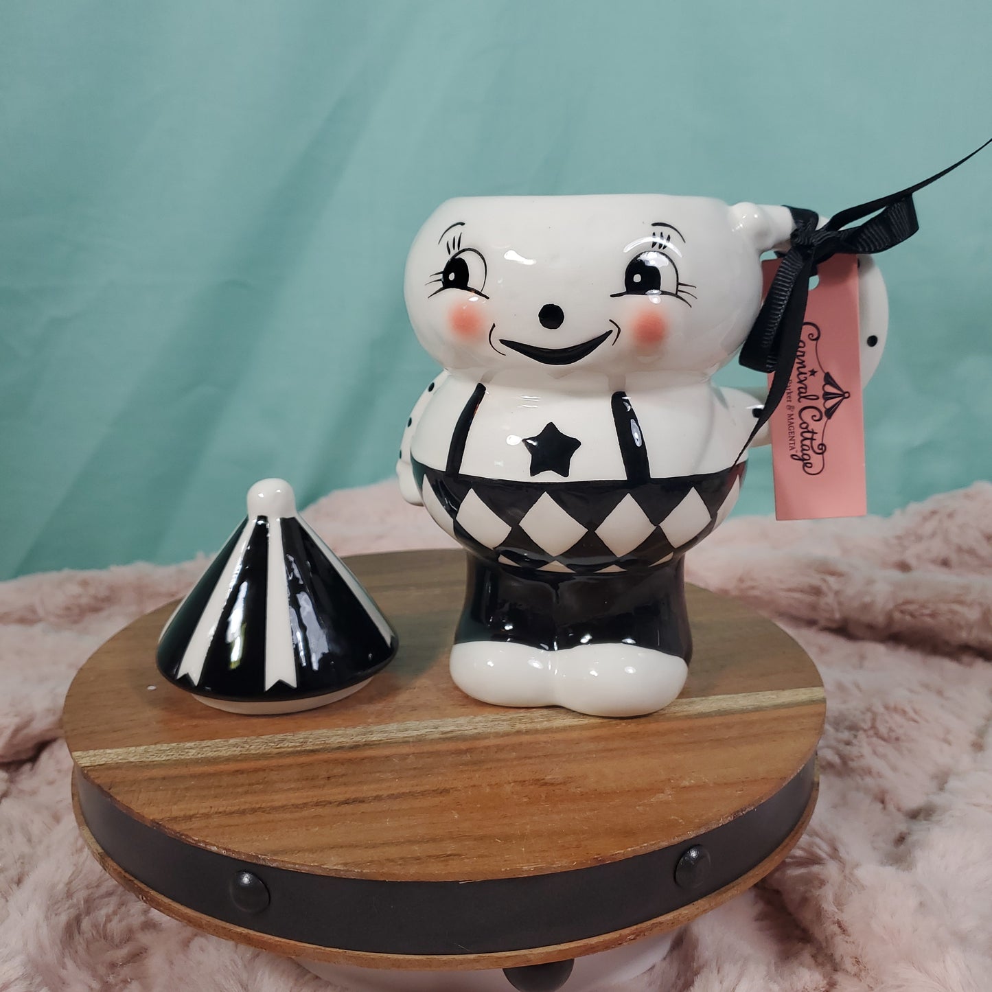 Johanna Parker Laughing Luna Moon Mug with Carnival Tent Topper - Unique Holiday Decor