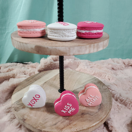 Cupcakes and Cashmere Valentine's Day Faux Conversation Heart Styled Macaroons - Set of 6
