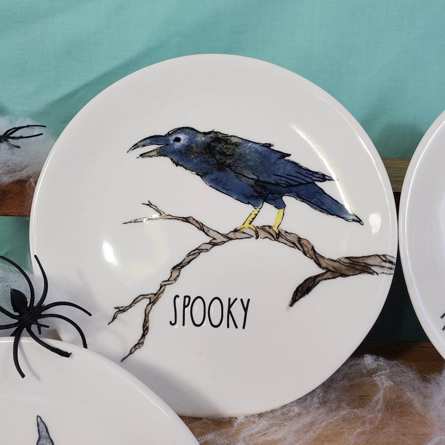 Rae Dunn Halloween Plates 6" Set of 4 - Spooktacular Ceramic Dinnerware