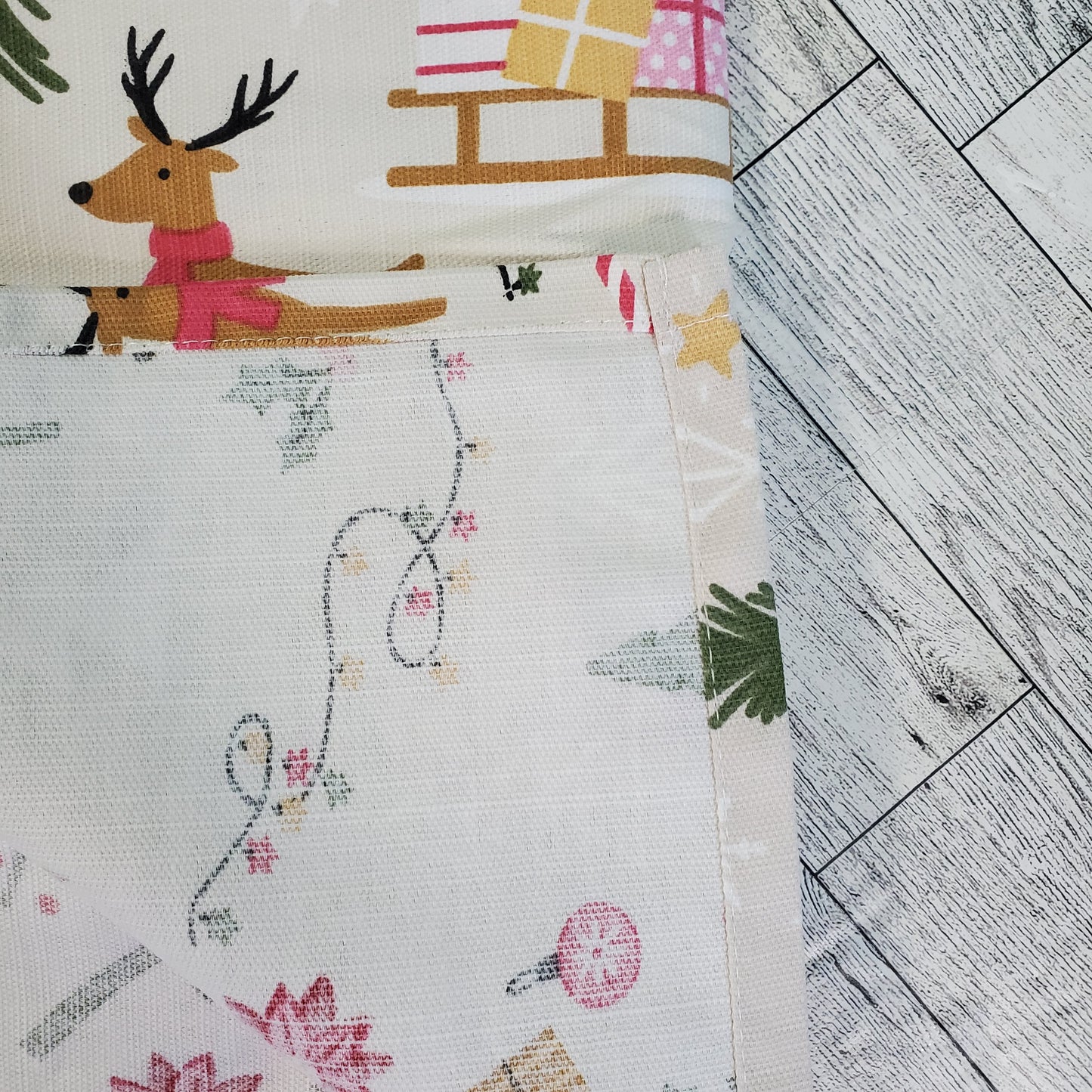 Holiday Twilight Town Reindeer and Pink Peppermint 72"x 72" Cotton Shower Curtain