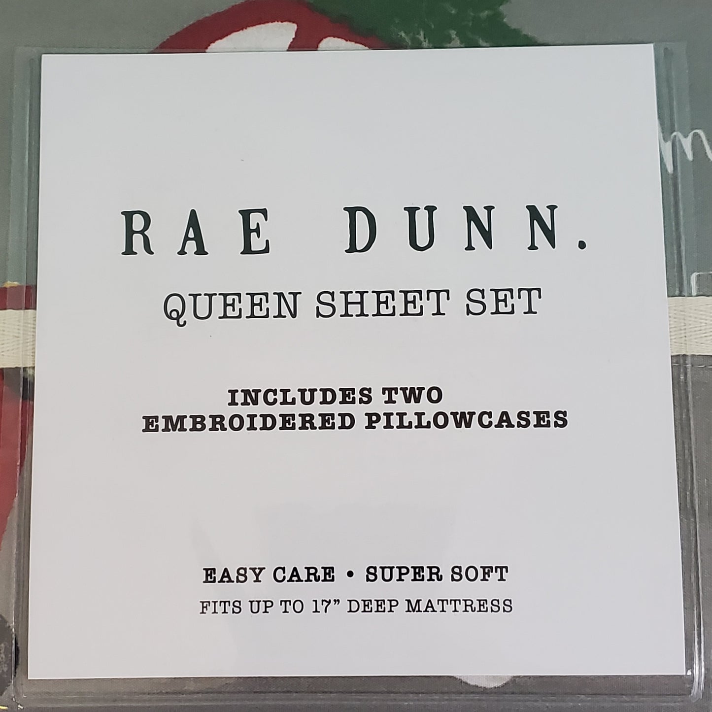 Rae Dunn Christmas Sheets - MERRY, Grey with Red Cars and Snowmen
