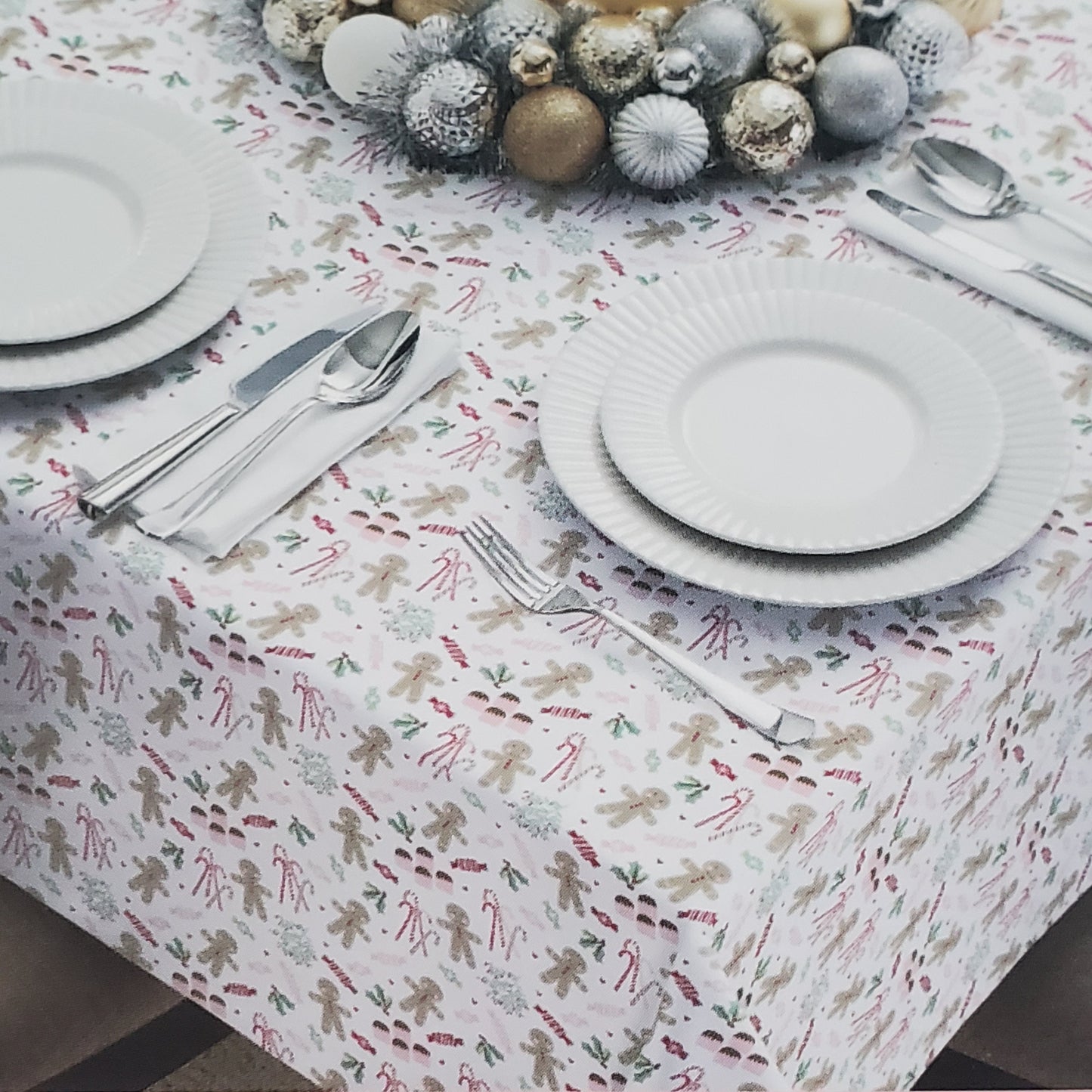 Cupcakes and Cashmere Gingerbread Christmas Tablecloth - Festive 60"x 84" Holiday Decor