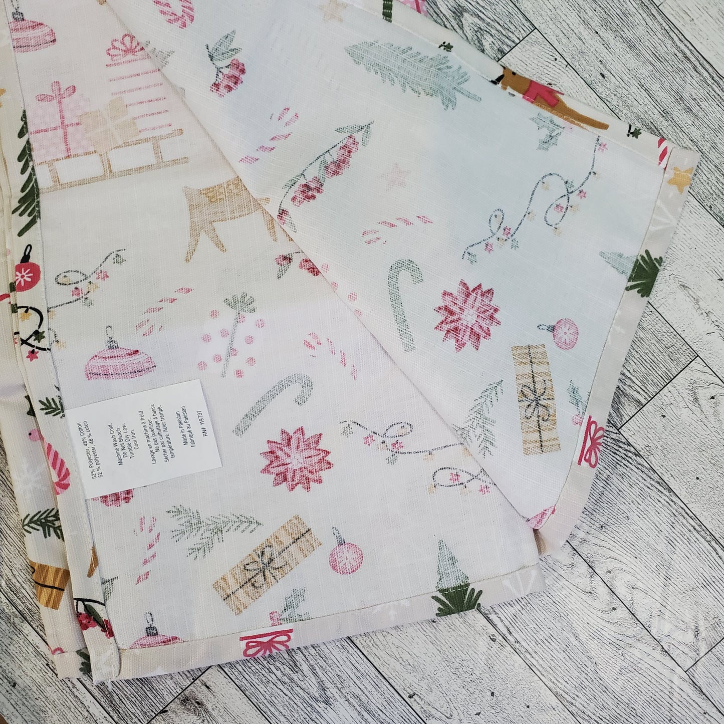 Holiday Twilight Town Reindeer and Pink Peppermint 72"x 72" Cotton Shower Curtain