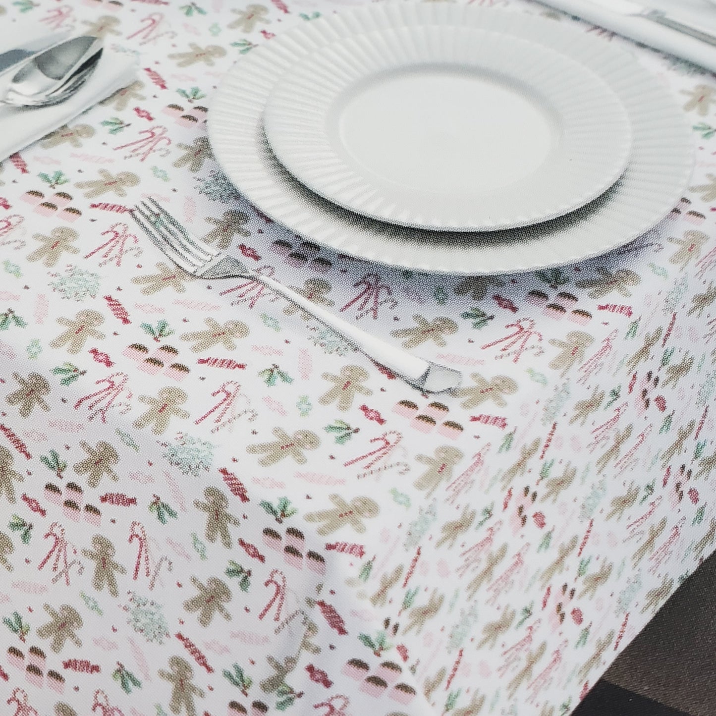 Cupcakes and Cashmere Gingerbread Christmas Tablecloth - Festive 60"x 84" Holiday Decor