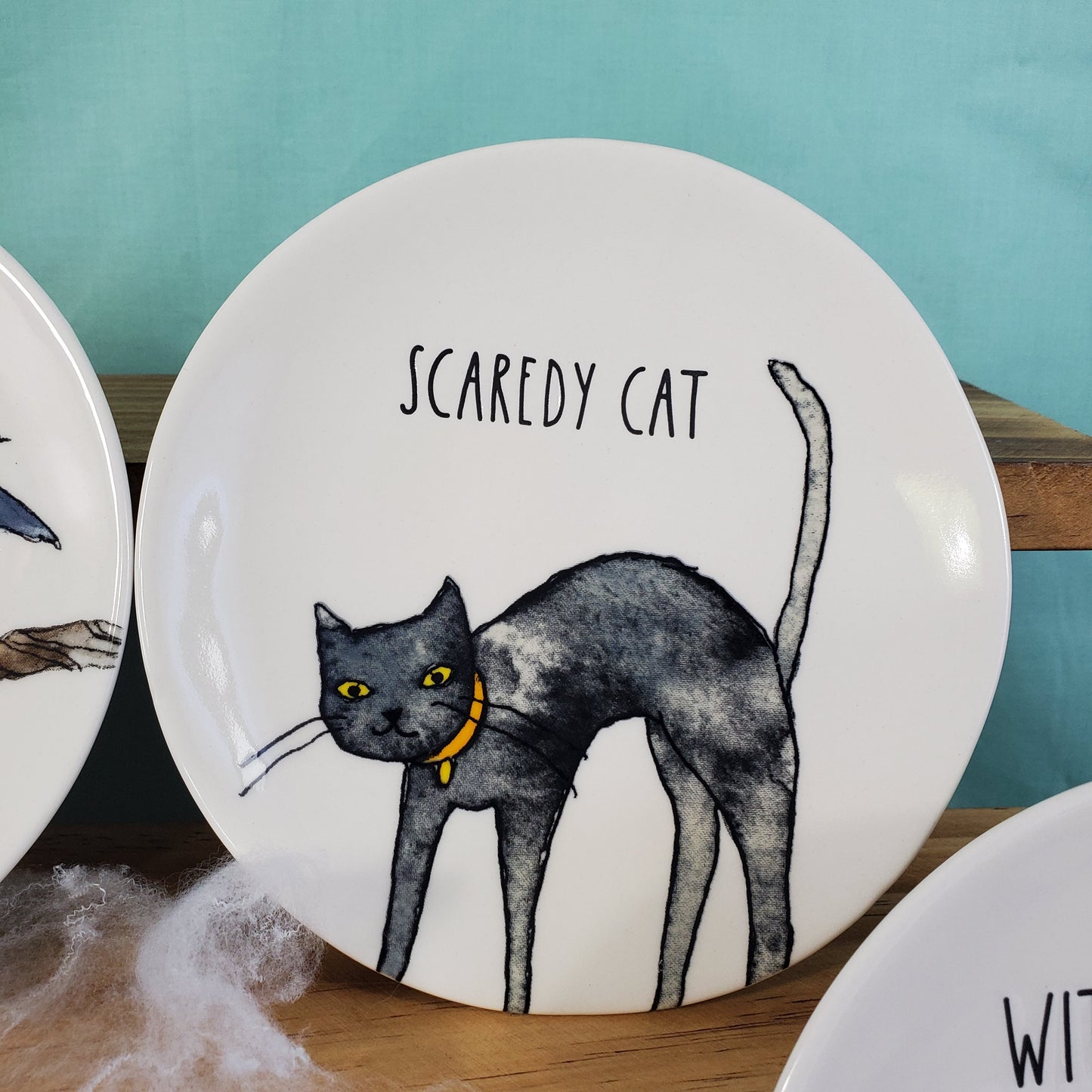 Rae Dunn Halloween Plates 6" Set of 4 - Spooktacular Ceramic Dinnerware