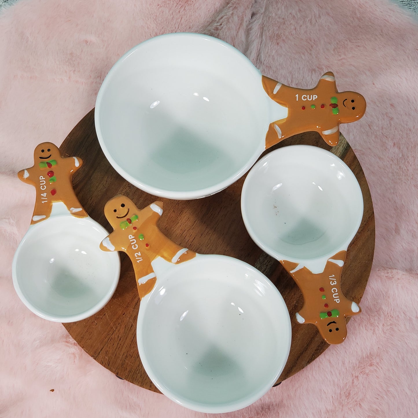 Christmas Gingerbread Ceramic Measuring Cups - Set of 4