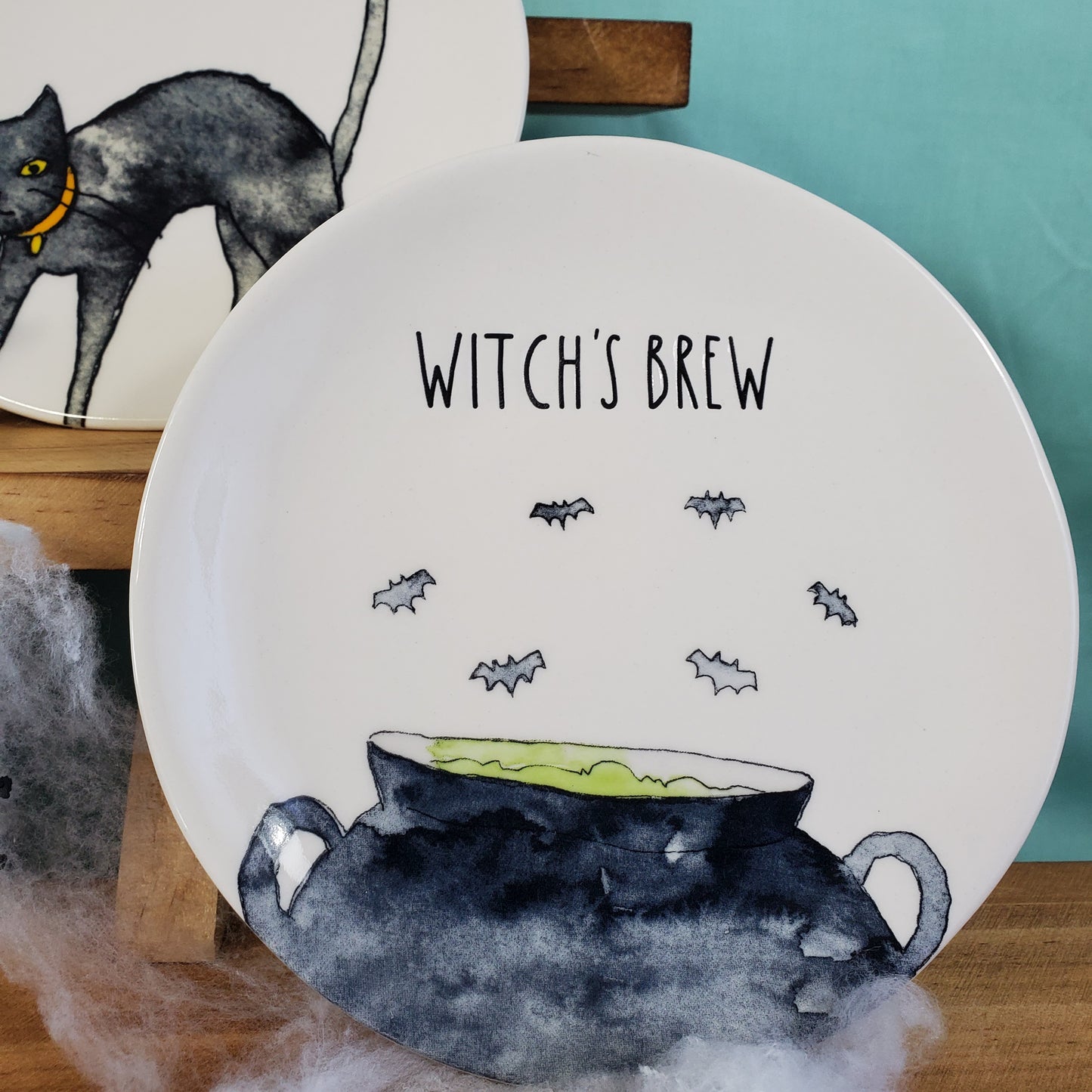 Rae Dunn Halloween Plates 6" Set of 4 - Spooktacular Ceramic Dinnerware