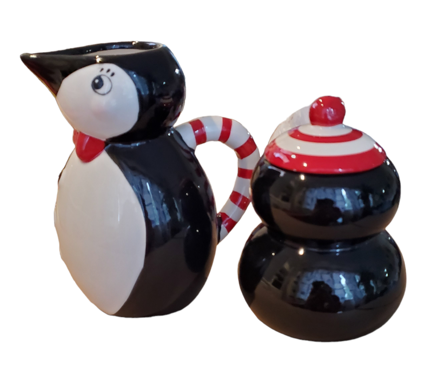 Christmas penguin creamer and sugar set